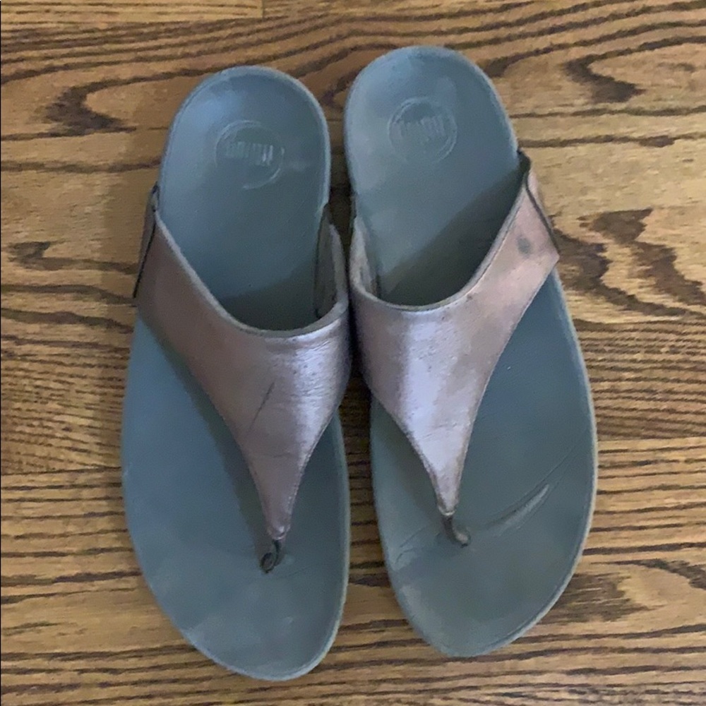 Gray FitFlops brand flip flops